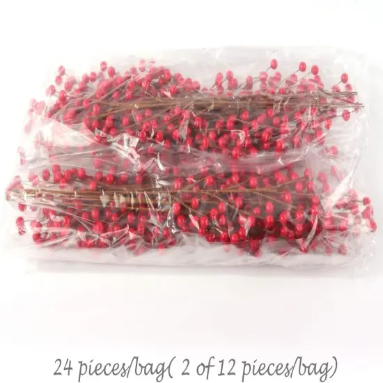 Set of 48: 17" Artificial Red Holly Berry Stems - 35 Lifelike Berries, Festive Holiday Decor for Trees, Wreaths, Garlands, Christmas Picks, Home & Office - 2024 Christmas Collection, Floral Home by Artificial Flowers {3}