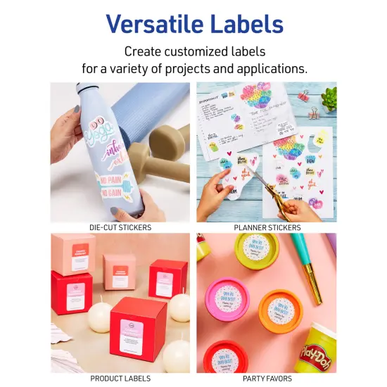 Avery Printable Sticker Paper, 8.5" x 11", Matte White, Repositionable Adhesive, Laser & Inkjet Compatible, 15 Full-Size Label Sheets (3383) {4}