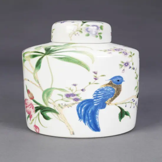 AA Importing Birds and Flowers Cylindrical Jar with Lid Multicolor {1}