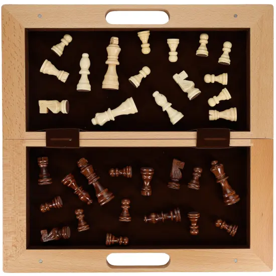 WE Games Folding Wood Travel Chess Set - 16 in. Board, 3 in. King {2}