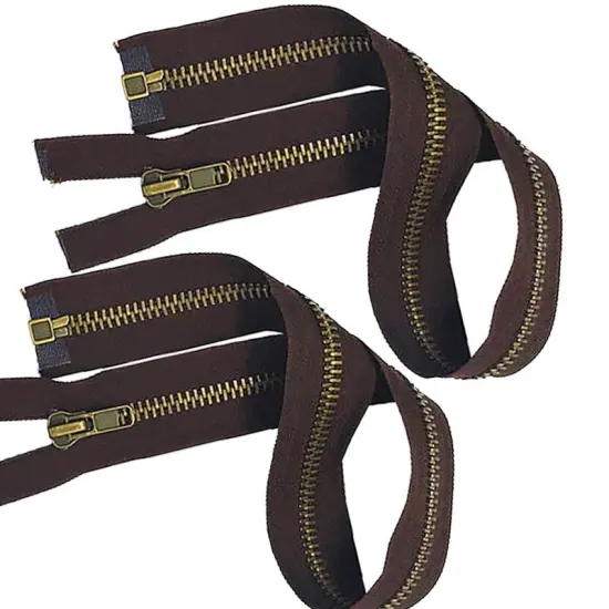 Zipper &ndash; Brown 10MM Antique Brass Open Bottom Jacket Zipper 22" {4}