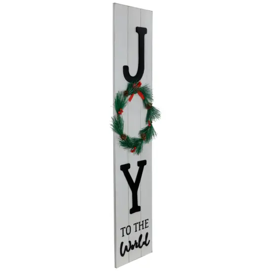 Northlight Joy to the World Christmas Porch Sign with Wreath - 35.75" White {5}