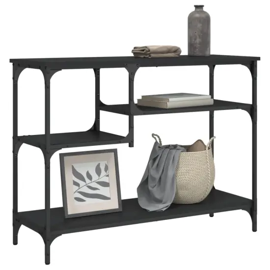vidaXL Console Table with Shelves Black 39.4"x13.8"x29.5" {1}