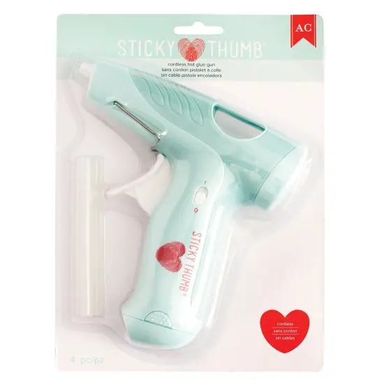 Sticky Thumb Cordless Mini Hot Glue Gun-Blue {1}