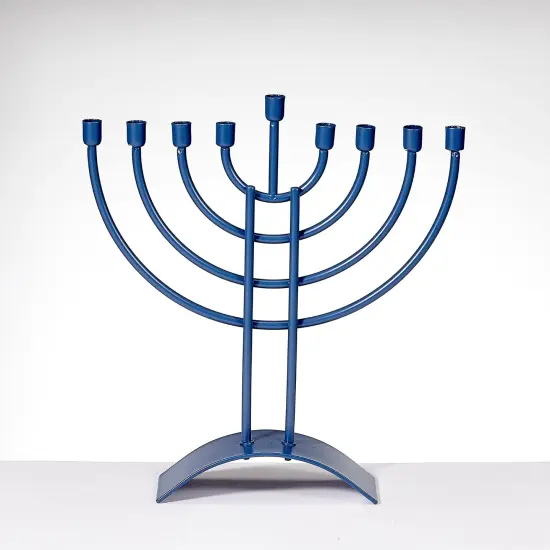 Rite Lite Traditional Steel Hanukkah Menorah - 8.75" - Slate Blue Finish {3}