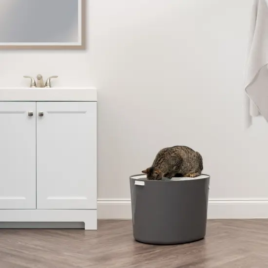 IRIS USA Large Stylish Round Top Entry Cat Litter Box with Scoop {3}