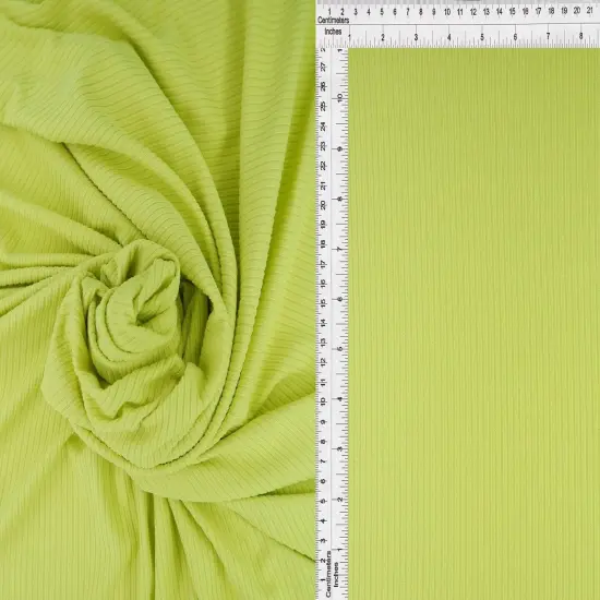 4x2 Rib Knit Fabric Soft Polyester Spandex Blend for Stylish Apparel Projects 58/60" Wide LIME NEW {2}
