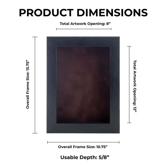Elegant Charcoal Wood Shadow Box Frame with Acrylic Front - Brown Suede Backing, 30 Sizes {1}