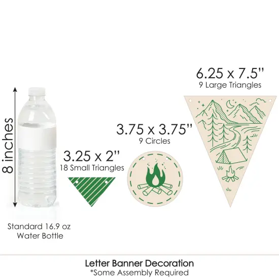 Big Dot of Happiness Camp Bachelorette Banner, Cabin Glamping Bachelorette Garland Banner Decor, 30 Feet Cording, 36 Pennants and Camp Bach Letters {7}