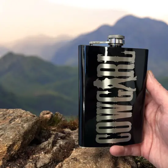8oz Black Cowgirl Flask {2}