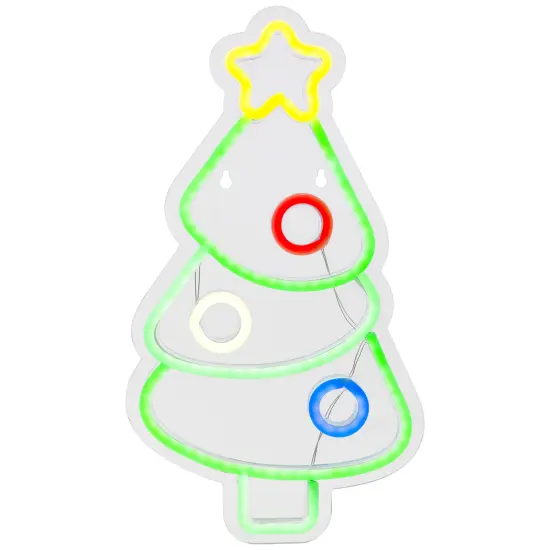Northlight Christmas Tree LED Neon Lighted Wall or Window Decoration - 15" Multi {3}