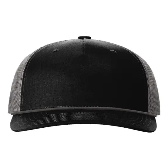 Richardson&reg; Five Panel Trucker with Rope Cap Black/ White {4}