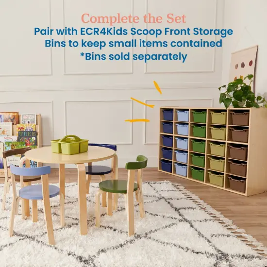 Streamline 25 Cubby Tray Storage Cabinet, 5x5, Classroom Furniture Natural {4}