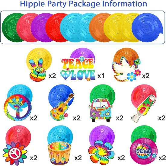 60's Hippie Theme Party Foil Swirl Decorations {3}