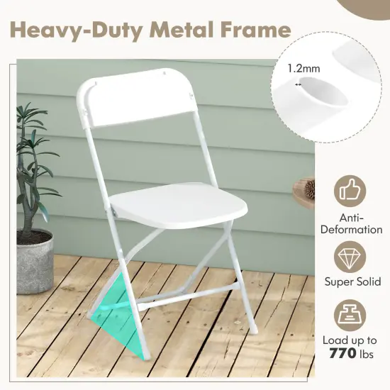 Costway 4/8/12/16/20 Pack Metal Folding Chairs with Plastic Seat & Back Heavy-Duty Metal Frame {6}