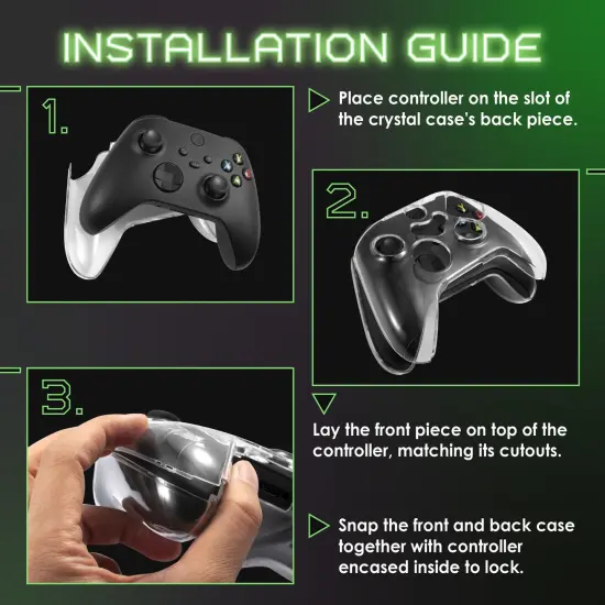 For Xbox Series X / S Controller Skin Case Cover Shell, Transparent Protective Hard Case, Clear Black {7}