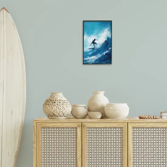 Stupell Industries Surfer & Splashing Wave Framed Giclee Design by LSR Design Studio {2}