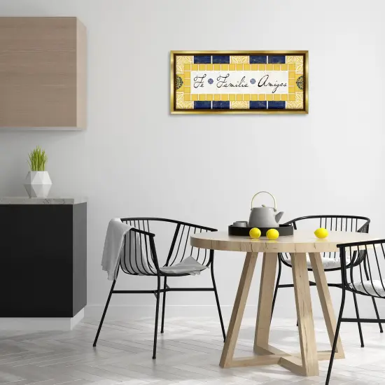 Stupell Industries Fe, Familia y Amigos Framed Floater Canvas Wall Art Gold Floater Frame {2}