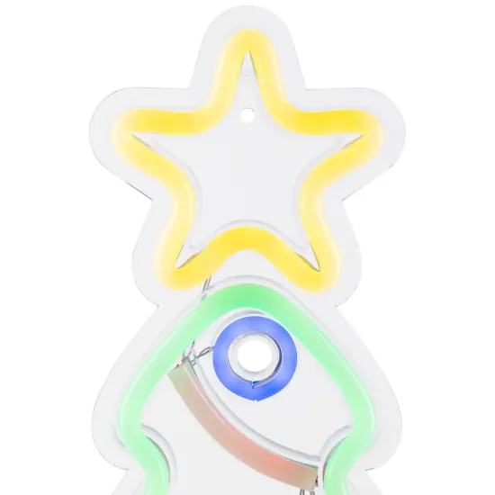Northlight LED Neon Lighted Christmas Tree Wall or Window Decoration - 15" Multi {7}