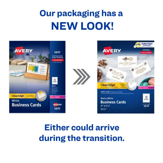 Avery Clean Edge Printable Business Cards with Sure Feed Technology, 2" x 3.5", White, 2,000 Blank Cards for Laser Printers (5870) {2}