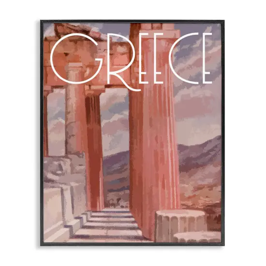 Stupell Industries Greece City Landmarks Framed Giclee Wall Art Design by Daphne Polselli {1}