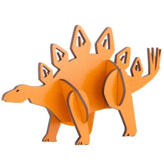 Little & Wood: Woodlet: Medium - Stegosaurus - Orange, 3D Wooden Kit-Set, Jurassic Dinosaur Puzzle, Easy Assembly Model, Pop Build Fun, Ages 6+ {1}