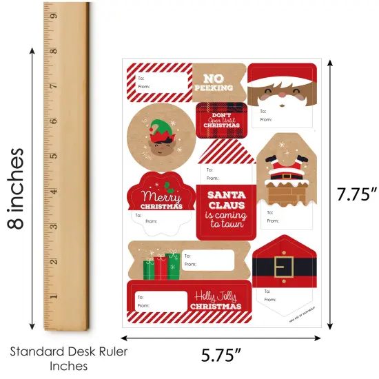 Big Dot of Happiness Jolly Santa Claus - Assorted Christmas Party Gift Tag Labels - To and From Stickers - 12 Sheets - 120 Stickers {7}