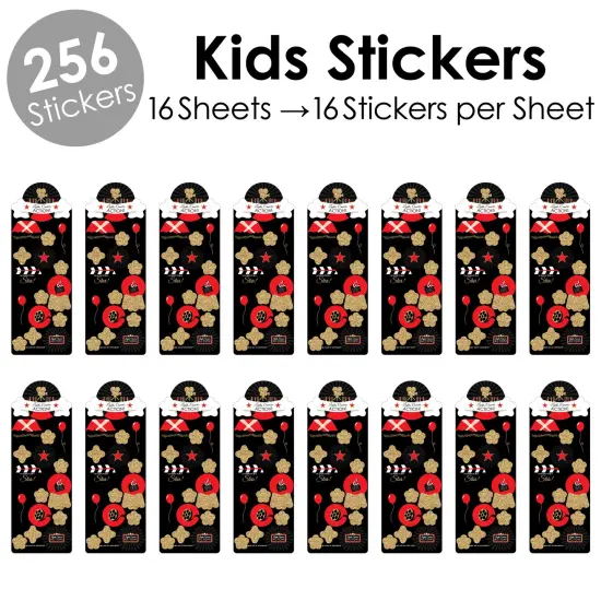 Big Dot of Happiness Red Carpet Hollywood - Movie Night Birthday Party Favor Kids Stickers - 16 Sheets - 256 Stickers {3}