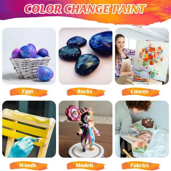 Iridescent Acrylic Paint Set with 12 Brushes, 24 Colors (59ml, 2oz), for Artists, Kids, Beginners {5}