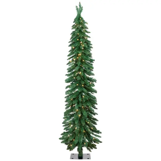 Northlight Pre-Lit Pencil Alpine Artificial Christmas Tree - 6' - Clear Lights Green {3}