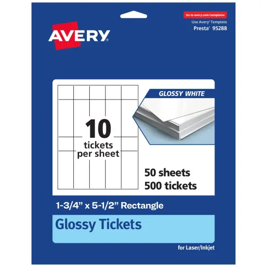 1-3/4" x 5-1/2" Rectangle, Glossy White Tickets {7}