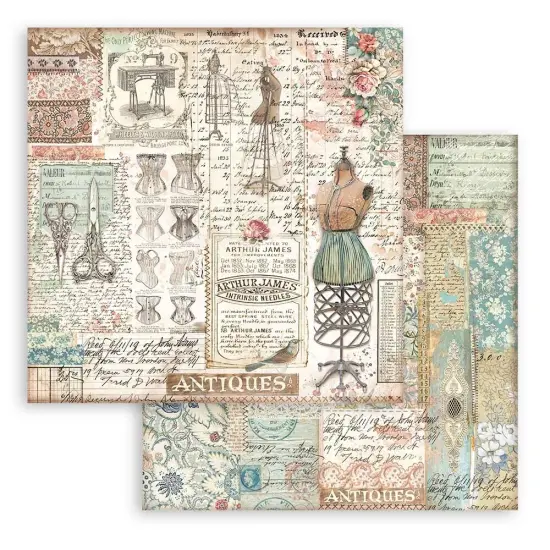Stamperia Double-Sided Paper Pad 8"X8" 10/Pkg-Brocante Antiques {6}