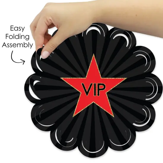 Big Dot of Happiness Red Carpet - Movie Night Party Round Table Decorations - Paper Chargers - Place Setting For 12 {6}