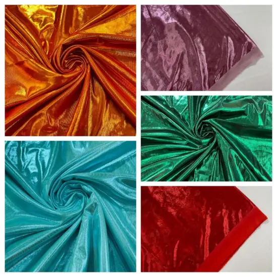 1 Yard Liquid Metallic Titanium Lame Polyester Spandex Fabric Foil Stretch 58-60 inches width Aqua {7}