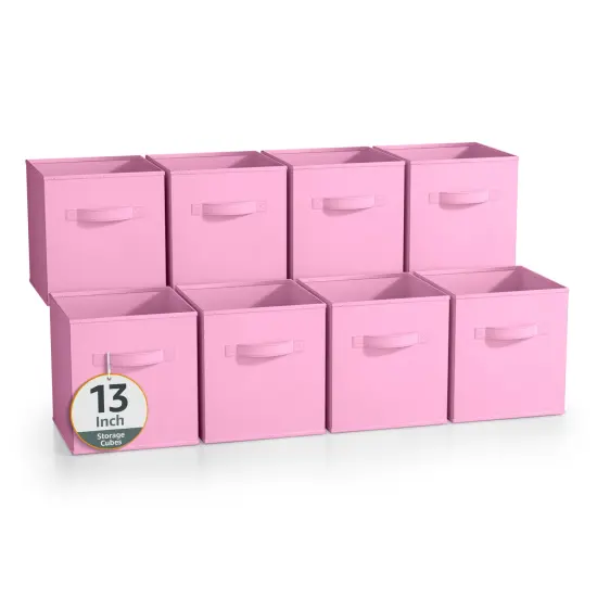 Sorbus Large 13" Storage Bins - 8 Pack Sturdy Collapsible Fabric Storage Cubes with Handles - Pastels Pastel pink {1}
