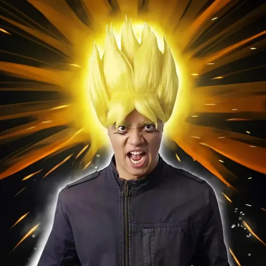 Anime Warrior Adult Yellow Costume Wig {3}