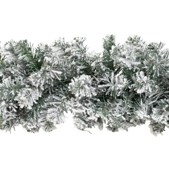 Northlight Flocked Madison Pine Artificial Christmas Garland - 9' x 10" - Unlit Green {4}