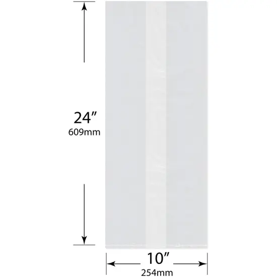 Plymor 10" x 8" x 24" (Pack of 100), 2 Mil Gusseted Plastic Bags {3}