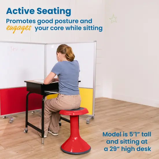 ACE Active Core Engagement Wobble Stool, Portable Flexible Seating, 18in Seat Height Red {3}