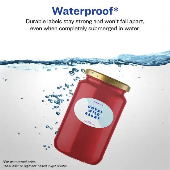 Avery Durable Waterproof Oval Labels with Sure Feed, 2" x 3-1/3" {2}