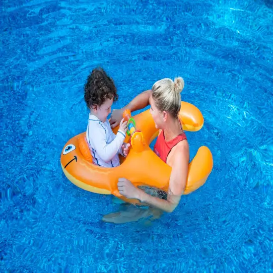 Swim Central Inflatable Me and You Goldfish Baby Seat Pool Float - 40" Orange {4}