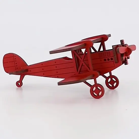 Little & Wood: Woodlet: Medium - Biplane - Red, 3D Wooden Vehicle Puzzle Kit, Easy Assembly Pop-Out Build Fun, 100% Sustainably Sourced Wood, Ages 6+ {6}