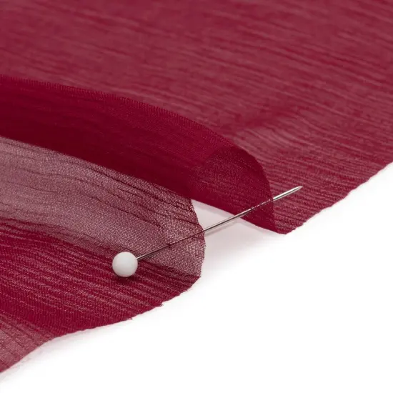 1 Yard Wine Crinkled Silk Chiffon 43" Wide, 100% Silk Premium Sheer Lightweight Fabric {2}