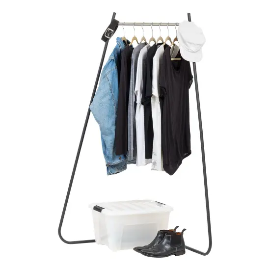 IRIS USA Free-Standing Clothing Rack, Metal Garment Rack, White, Black {3}