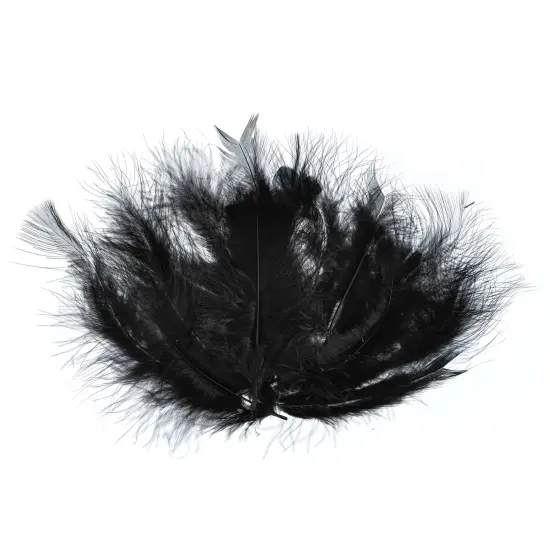 John Bead 4-6in Marabou Feathers (3 Headers, 18g) Black {3}