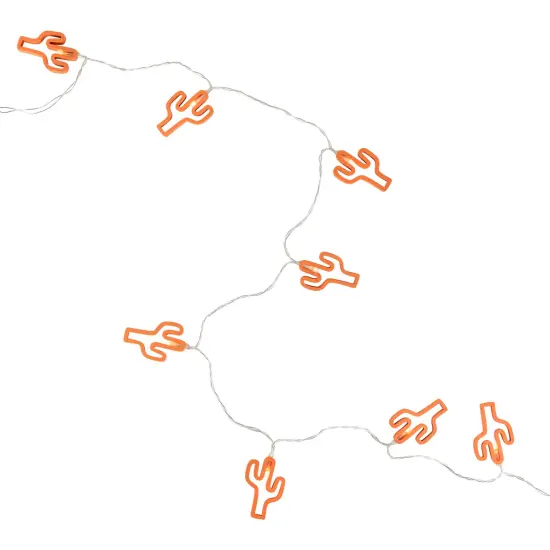 Northlight LED Cactus Patio Light Set - Orange - 4' Clear Wire - 10ct {3}