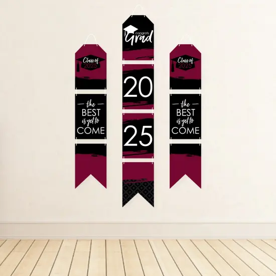 Big Dot of Happiness Maroon Grad - Best is Yet to Come - Hanging Vertical Paper Door Banners - 2025 Burgundy Party Wall Decor Kit - Indoor Door Decor {4}