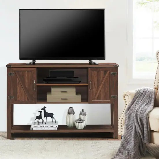 Costway Barn Door TV Stand Console Sideboard Buffet for TVs Up to 60'' w/Storage Cabinets {4}
