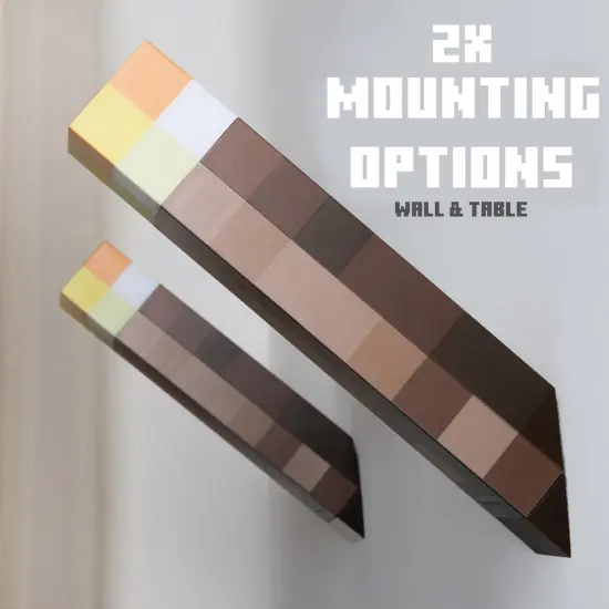 Minecraft: LED Torch - 11" Brownstone Pixels Torch Replica, 4 Light Options, Wall-Table Mounting, USB Charging, Game Themed Night Light Lamp, Licensed {6}