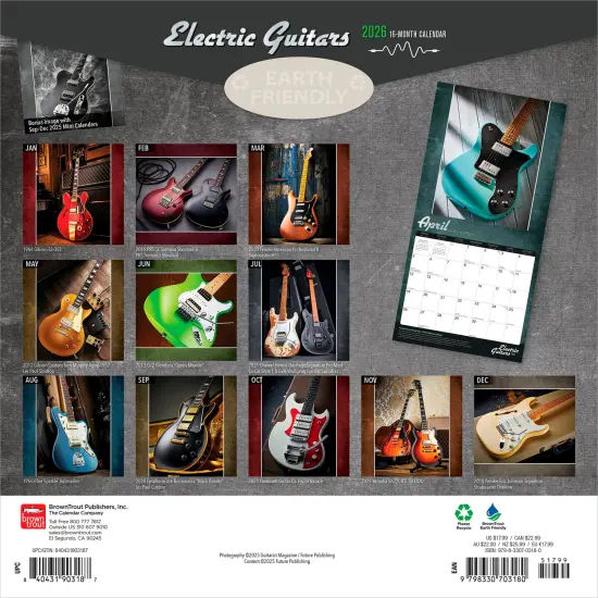 Electric Guitars | 2026 12 x 24 Inch (Hanging) Monthly Square Wall Calendar | Foil Stamped Cover | Plastic-Free {2}